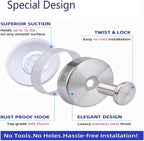 Suction Cup Hooks for Wreaths,2025 New No Drill Suction Cup Hooks for Shower Hanging Towels,Removable Reusable Stainless Steel Towel Hooks for Bathroom Wall,Kitchen,Robes (Black)