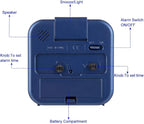 Small Battery Operated Analog Alarm Clock Silent Non Ticking, Ascending Beep Sounds, Snooze,Light Functions (Blue)