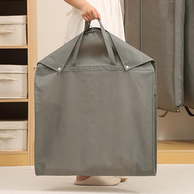 72" Wedding Dress Garment Bags Foldable Dress Bag for Long Gowns Traveling Protector Cover for Hanging Clothes with Zipper (Grey)