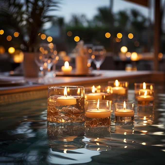 80 Pack 2 inch White Floating Candles Unscented Floating Candle for Centerpieces 5-6 Hours Burning 2” Floating Candle Bulk for Wedding Christmas