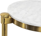 TEHOME Gold Marble Drink Table Metal Martini Round Small Drink Side Table for Couch Marble C Shaped End Table for Sofa 10" diam,24.55" h