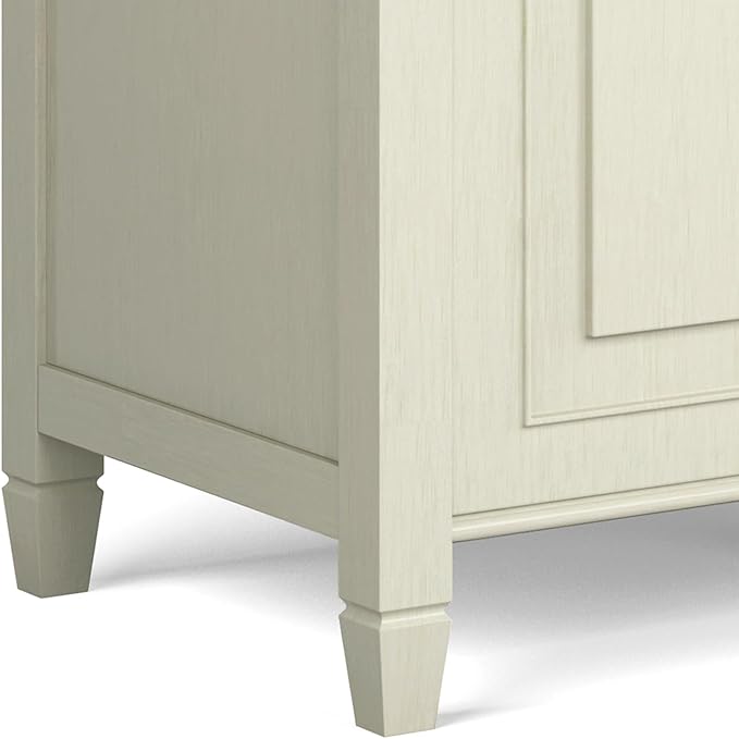 SIMPLIHOME Connaught Storage Bench - 51 inch Wide Solid Wood Trunk Bench in Antique White, Traditional Bench for Entryway with Lift-Up Lid and 3 Hidden Compartments