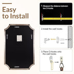 ANDY STAR Brushed Nickel Mirror 24x32 Inch, Scalloped Bathroom Mirror, Silver Rectangle Mirror in Anti-Rust Stainless Steel Metal Thin Frame Deep 1", Horizontal/Vertical