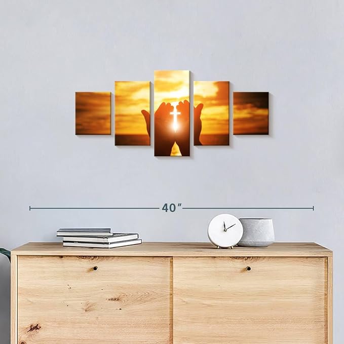 Elephant Stock Religion Wall Art Multi Piece Canvas - 5 Panel Christian Pictures Decor - Digital Design Canvas Print - Christian Wall Decor - 29" X 12"