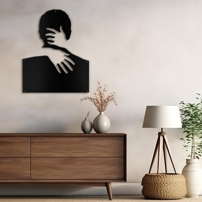 SIGNLEADER Metal Wall Art Decor Love Romance Minimalist Modern Abstract Wall Sculpture Hangings Home Decoration for Living Room, Bedroom, Bathroom, Kitchen, Outdoor - 36" Black