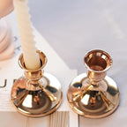 12 Pcs Silver Taper Candle Holders Vintage Candlesticks Holder for Home Decor Table Centerpiece Dining Party Festival Decorations (Gold)
