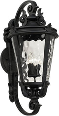 John Timberland Marseille Vintage Large Outdoor Wall Light Fixture Textured Black Scroll 36" Clear Hammered Glass for Exterior House Porch Patio Outside Deck Garage Yard Front Door Garden Home