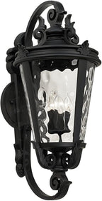 John Timberland Marseille Vintage Large Outdoor Wall Light Fixture Textured Black Scroll 36" Clear Hammered Glass for Exterior House Porch Patio Outside Deck Garage Yard Front Door Garden Home
