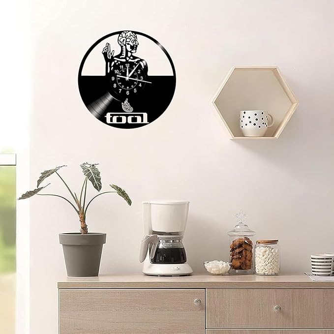 Wall Clock Vinyl Compatible with Tool Band Home Decoration Themed Wall Art Vintage Decoration - Unique Gift Idea for Boys and Girls - Home Wall Decor 30cm Clock Gift