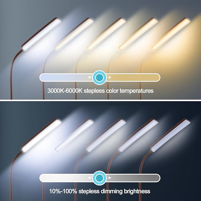Dimunt LED Floor Lamp, Bright 15W Floor Lamps for Living Room, Adjustable 3000K-6000K & Brightness Standing Lamp with Remote & Touch Control, Reading Floor Lamps with 1H Timer for Home Office-Brown
