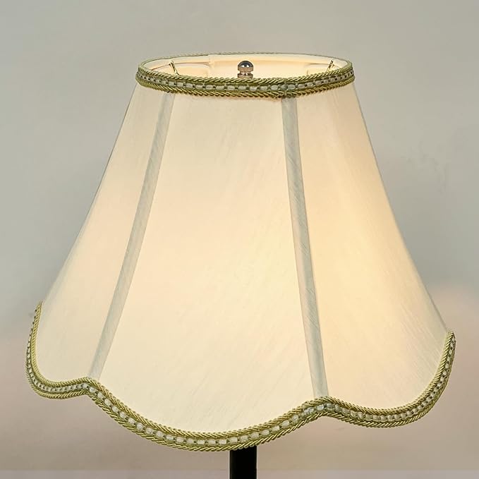 TOOTOO STAR Small Scalloped Lampshades,6" x 13" x 9.25" bell shaped Lampshade, handmade beige DIY Vintage lamp shades for Floor or Table Lamp