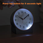 4.3" Retro Analog Alarm Clock, Vintage Decor, No Ticking Silent, Easy to Set, Gradual Rise Alarm, On/Off Switch on Side, Gentle Wake, Snooze, Lighted on Demand, Battery Operated, Retro Black