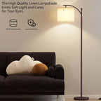 SUNMORY Floor Lamps for Living Room, Modern Floor Lamp with 9W 3 Color Temperatures Bulb, Metal Standing Lamps with Adjustable Lampshade, Arc Tall Floor Lamp for Bedroom, Office, Home Decor (Brown)