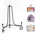 Iron Plate Stands for Display, Foldable Book Holder & Easel Stand for Sign, Versatile Poster Stand and Small Plate Stand for Home Decor, Art, Photo Frame, Card, Crystal Display (Black, 4 inch (4Pcs))