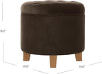 Homepop Home Decor | Upholstered Round Velvet Tufted Foot Rest Ottoman | Ottoman with Storage for Living Room & Bedroom | Decorative Home Furniture, Brown Velvet