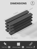 Fluxynara Cork Board Alternative Felt Strip Board 8-Pack 13"x2", Office Pin Board with 50 Push Pins, Adhesive Install for Bedroom Door & Home Office(Charcoal Gray)