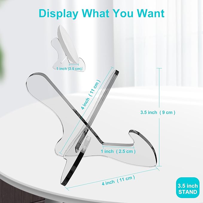 Boloyo "X Shape Acrylic Plate Display Stand, 3.5 Inch 1PC Clear Acrylic Bowl Plate Platter Dish China Porcelain Display Holder Easel Base for Home Kitchen School Art Display