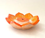 Clay Ceramic Incense Holder Orange Flower Design| Eco-Friendly Incense Burner Ash Catcher |Incense Sticks Stand | Handmade on Potter's Wheel & Hand-Painted