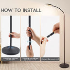 Tenmiro LED Floor Lamps for Living Room, Bright Modern Reading Floor Lamp with Stepless Adjust Color Temperatures & Brightness, Standing Lamp with RF Remote & Touch Control(White)