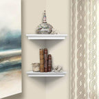 ZGZD White Corner Shelf Wall Mounted Storage Display Shelves for Home Decor, Set of 2
