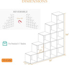 Ladder Cube Storage Bookcase - Wooden L-Shaped 5-Tier Corner Shelf, Reversible 15-Cube Organizer for Home & Office, White