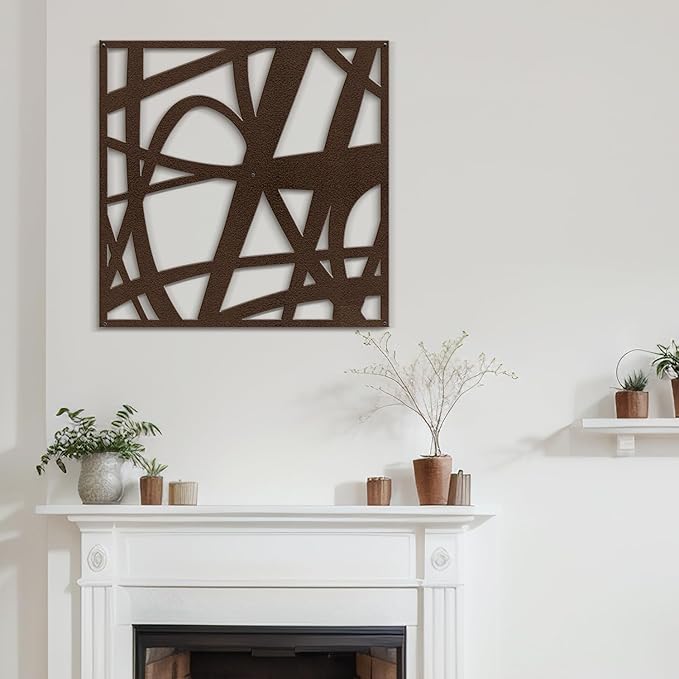 SIGNLEADER Metal Wall Art Decor Abstract Bronze Stroke Lines Modern Abstract Wall Sculpture Hangings Home Decoration for Living Room, Bedroom, Bathroom, Kitchen, Outdoor - 24" Bronze