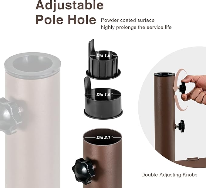 Giantex 50 lbs Umbrella Base - 24 inch Square Umbrella Stand with 2 Rollers, Heavy Duty Steel Umbrella Base Weight for 1.6''-1.9'' Poles, 2 Knobs, Patio Umbrella Base Holder for Garden Deck Poolside