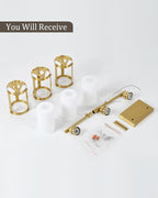 3-Light Brushed Gold Bathroom Light Fixtures with Milk Frosted Glass, 21" Modern Bathroom Vanity Lighting Fixtures Over Mirror with Metal Cage, Wall Sconce Lights for Bath, E26, OS-3014BGW-3W