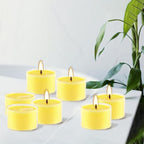 50 Pack Clear Tea Lights Candles Bulk, Summer Citronella Candle Outdoor and Indoor, for Birthday Emergency Home Garden(8 Hour, Yellow)