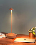 LED Cordless Table Lamps Set of 2, Portable Rechargeable 6000mAh Outdoor Camping Table Lamp,3 Color Stepless Dimming Battery Powered Lamp, Table Light for Dinner/Patio/Restaurant/Bedroom (Brown)