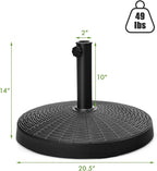 Giantex 49 lbs Patio Umbrella Stand, 20.5 Inch Round Umbrella Base for 1.5'' or 1.9'' Diameter Pole, Outdoor Umbrella Holder for Poolside, Backyard, Garden, Market, Imitated Rattan Style, Black