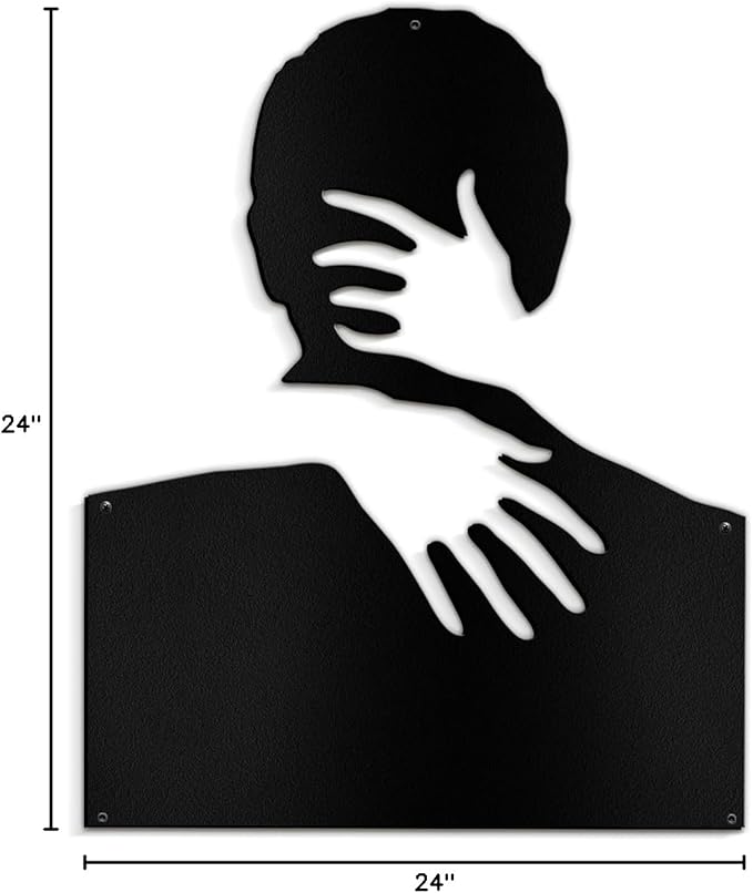 SIGNLEADER Metal Wall Art Decor Love Romance Minimalist Modern Abstract Wall Sculpture Hangings Home Decoration for Living Room, Bedroom, Bathroom, Kitchen, Outdoor - 24" Black