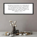Surfapans Christian Wall Decor Be Anxious for Nothing Sign 32"×12" Philippians 4:6-7 Bible Verse Scripture Positive Quotes Holy Inspirational Religious Jesus Large Wood Framed Hanging Art (Black)
