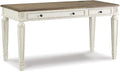 Signature Design by Ashley Realyn Home Office Lift Top Desk, USB Charging, Spring Lift Top, Smooth-gliding Drawer, 60" W x 28" D x 31" H, Chipped White and Brown