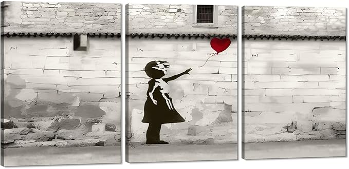 Novatique 3 Piece Graffiti Wall Art Banksy Canvas Wall Art for Living Room Graffiti Poster with Framed Ready to Hang Modern Home Decor for Bedroom Office, 20" x 28" x 3Pcs
