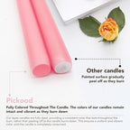 New Burning Formula Unscented Dripless 12-Inch Taper Candles Set of 12 - Pink, for Wedding, Dinner - Smokeless, Long Burning - Hand Poured, Colored Tall Candlesticks - Rosa