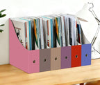 Limitliho Magazine File Folder Holder for Desk, Book Bins for Classroom Library,Office,Home, 10.6" H x 10.2" L x 3.5" W in Cardboard Paper Organizer (Elegant color, 6 Pack)