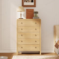 IDEALHOUSE 5-Drawer Dresser, Mid Century Modern Chest of Drawers, Drawer Chest Bedroom Organizer Cabinet with Metal Ring Pulls, Large Dresser Organizer for Bedroom Living Room Hallway Closet