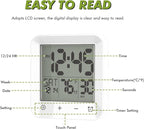 Digital Shower Clock Waterproof, Bathroom Wall Clock Timer with Touch Screen, Temperature, LCD Display, Suction Cup Hanging Hole Stand for Kids and Adults