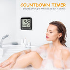 Houkiper Shower Clock Waterproof Bathroom Timer, Digital Shower Timer with Countdown, Suction Cup Clock, LCD Display, Temperature Gauge Wall Clock Touch Screen Waterproof Clock for Bathroom, Black