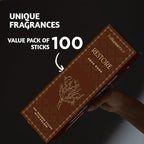 Folkulture Restore Incense Sticks with Holder (100 Sticks)| Oud Luxury Incense Stick for Meditation, Aromatherapy, Gifts for Women | No Charcoal,Organic,Non Toxic, 45 Mins