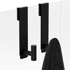 WUIVIUT T-Shape Heavy-Duty Stainless Steel Over The Glass Door Hooks - Frameless Glass Door Hooks for Bathroom Shower Towel Holder 19 cm Hook for Robe,Towels,Shower(T Shape 2 Pack, Fits 3/8'' Thick)