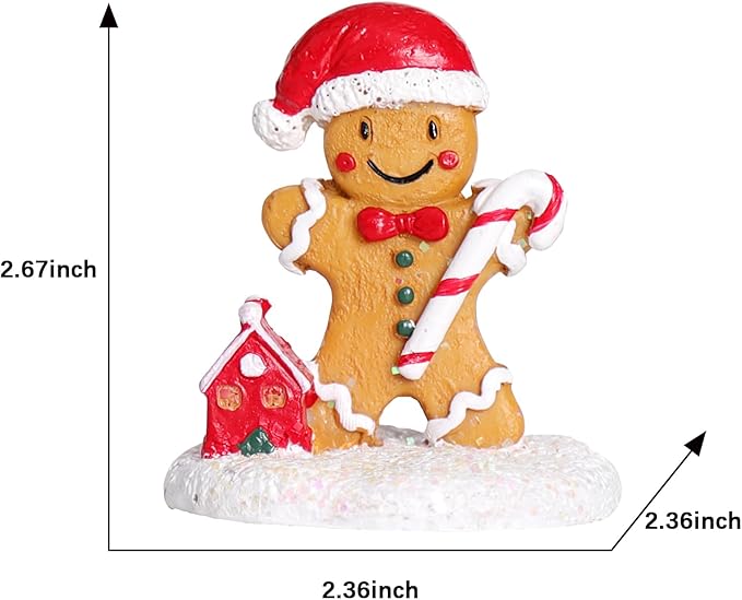 NINIPAPA Christmas Village Gingerbread Decoration Ornament, Cute Gingerbread Chritmas Decor for Xmas Town Decoration DIY Craft Party Supplies