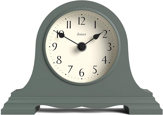 JONES CLOCKS® Speakeasy Mantel Clock | Classic Napoleon’s hat Design | Green | Contemporary Classic Style for Desk, Table, Shelf or Bedside