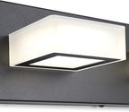 Ralbay Modern Matte Black Bathroom Vanity Light Fixtures 6 Lights Acrylic Modern LED Black Vanity Lights for Bathroom (4500K Neutral White Light)