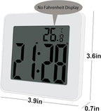 Digital Shower Clock, Large LCD Display Waterproof Timer for Shower, Suction Cups for Home (White) - Only Military time and ℃ Display