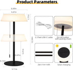 Solar LED Outdoor Table Lamp Waterproof, 3 Level Dimmable Desk Night Light, Portable Cordless USB Rechargeable, for Home/Deck/Patio/Garden (Black)
