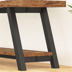 LVB Wood Bench, Industrial Storage Entryway Indoor Bench for Bedroom Hallway Living Room, Rustic Famhouse Wooden Metal Shoe Rack Accent Foyer Bench Seat for Entrance Sitting, Rustic Brown, 47 in Long