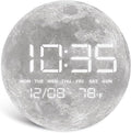 Digital Wall Clock, LED Moon/Earth Design, Temperature Display, 7.87 x 7.87 inches (Moon, 7.87 INCH)