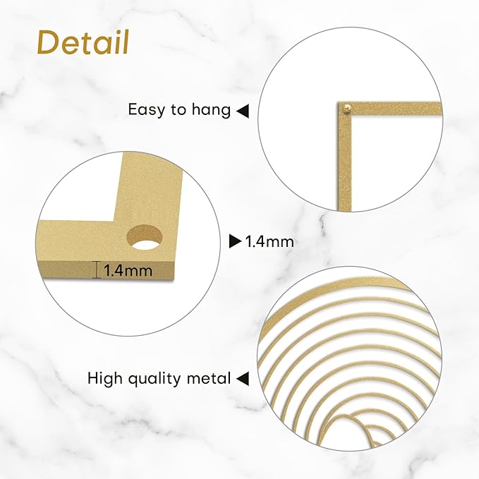 SIGNLEADER Metal Wall Art Decor Geometric Mid-Century Stripe Landscape Modern Abstract Wall Sculpture Hangings Home Decoration for Living Room, Bedroom, Bathroom, Kitchen, Outdoor - 30" Gold